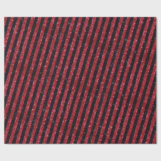Modern Red Black Glitter Stripes Pattern Cadeaupapier (Vlak)