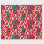Modern Red Black Gold Circles kerstpatroon Cadeaupapier (Vlak)