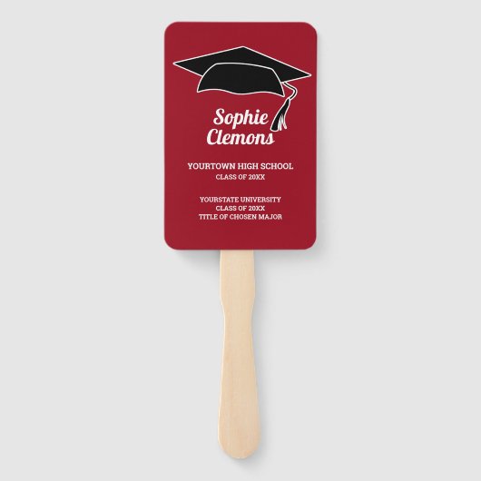 Modern Red Black Graduation Cap Photo Class of Handwaaier (Achterkant)