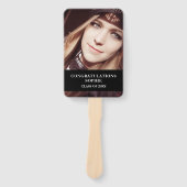 Modern Red Black Graduation Cap Photo Class of Handwaaier (Voorkant)