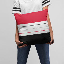 Modern Red Black Grey Stripes Kussen