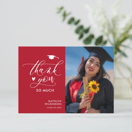 Modern Red Black Minimalist Afstuderen Hartelijk d Kaart (Staand voorkant)