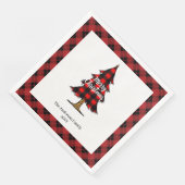 Modern Red Black Plaid Christmas Napkins Custom Servet (Hoek)