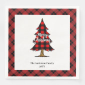 Modern Red Black Plaid Christmas Napkins Custom Servet (Voorkant)