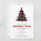 Modern Red Black Plaid Festive Event Editable Kaart (Voorkant)