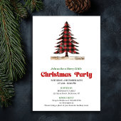 Modern Red Black Plaid Festive Party Invitation Kaart