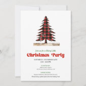 Modern Red Black Plaid Festive Party Invitation Kaart (Voorkant)
