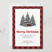 Modern Red Black Plaid Holiday Greeting Card Feestdagenkaart (Voorkant)