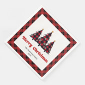 Modern Red Black Plaid Tree Napkin Custom Servet (Hoek)