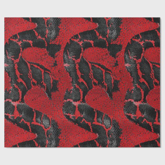 Modern Red & Black Python Skin Pattern Gift Cadeaupapier (Vlak)