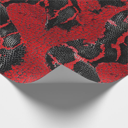 Modern Red & Black Python Skin Pattern Gift Cadeaupapier (Hoek)
