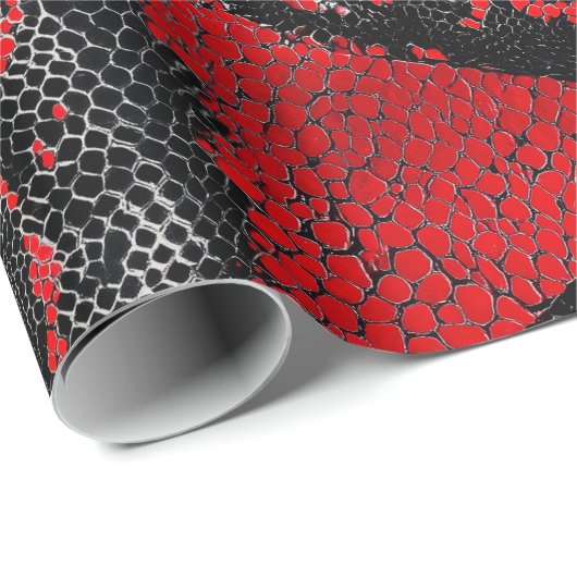 Modern Red & Black Python Skin Pattern Gift Cadeaupapier (Rol Hoek)
