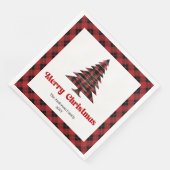 Modern Red Black Tartan Christmas Napkin Custom Servet (Hoek)