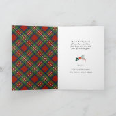 Modern Red Black Tartan Pset Fun Script Simple Feestdagen Kaart (Binnen)