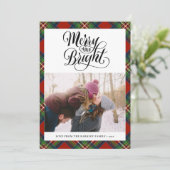 Modern Red Black Tartan Pset Fun Script Simple Feestdagenkaart (Staand voorkant)