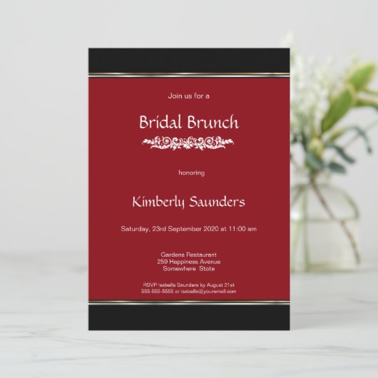 Modern Red Black White Bridal Brunch Vrijgezellenf Kaart (Staand voorkant)