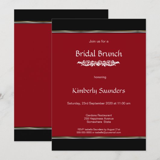 Modern Red Black White Bridal Brunch Vrijgezellenf Kaart (Voorkant / Achterkant)