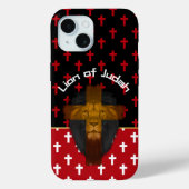 Modern Red Black White Crosses Lion of Judah Case-Mate iPhone Case (Achterkant)