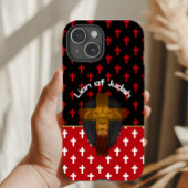 Modern Red Black White Crosses Lion of Judah Case-Mate iPhone Case