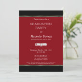 Modern Red Black White Graduation Party Kaart (Staand voorkant)
