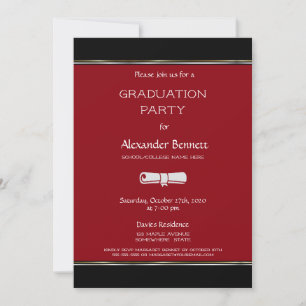 Modern Red Black White Graduation Party Kaart