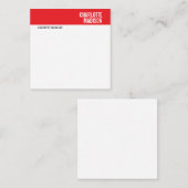 Modern Red Black White Trendy Minimalist Plain  Notitiekaartje (Voorkant / Achterkant)