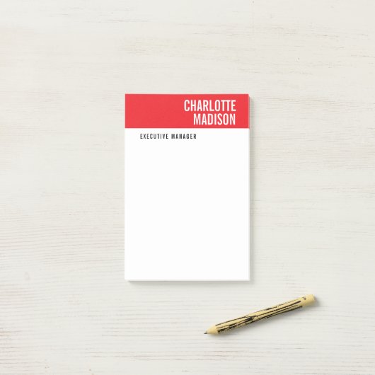 Modern Red Black White Trendy Minimalist Plain  Post-it® Notes (Op bureau)