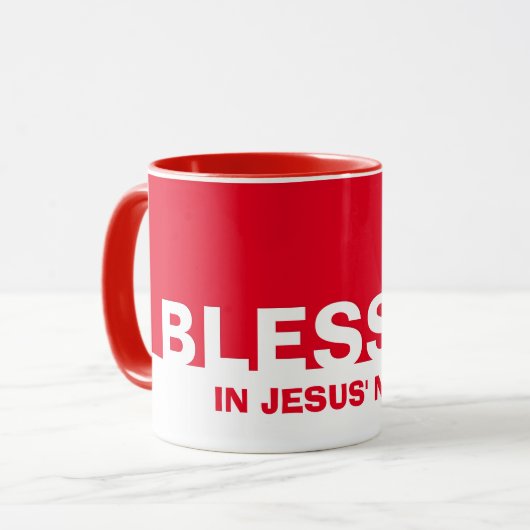 Modern Red BLESSED in Jezus' naam Christelijke Mok (Voorkant links)
