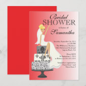Modern Red Blonde Bridal Shower Kaart (Voorkant / Achterkant)