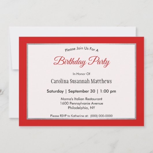 Modern Red Blue Glitter Drift Birthday Kaart (Achterkant)