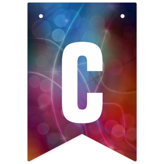 Modern Red & Blue Ombre Bokeh Lights & Typografie Vlaggetjes (Tweede vlag)