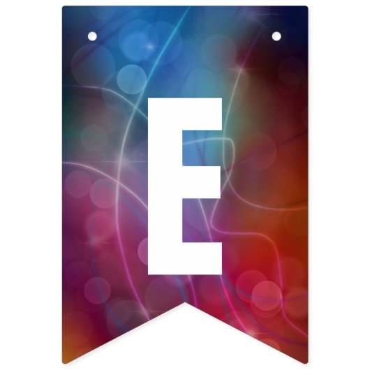 Modern Red & Blue Ombre Bokeh Lights & Typografie Vlaggetjes (Derde vlag)