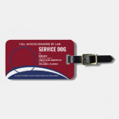 Modern Red Blue Simple Service Dog Photo ID Badge Bagagelabel (Voorkant horizontaal)
