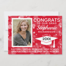 Modern Red Bokeh Bubbles Photo Afstuderen