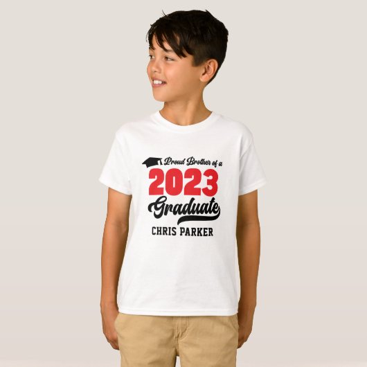 Modern Red Bold Brother van 2023 Afstuderen T-shirt (Voorkant volledig)