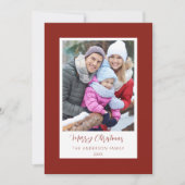 Modern Red Border Family Photo Christmas Card Kaart (Voorkant)