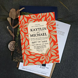 Modern Red Botanical Elegant Leaf Kaart