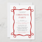 Modern Red Bow kerstfeest Kaart (Voorkant)