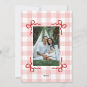 Modern Red Bow Merry Christmas Photo Holiday Card Feestdagenkaart (Achterkant)