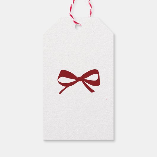 Modern red bow minimalist Merry Christmas Cadeaulabel (Achterkant)