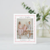 Modern Red Bow Pattern Familie Foto Kerstmis Briefkaart (Staand voorkant)