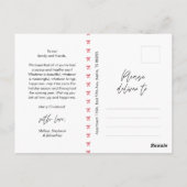 Modern Red Bow Pattern Familie Foto Kerstmis Briefkaart (Achterkant)