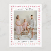 Modern Red Bow Pattern Familie Foto Kerstmis Briefkaart (Voorkant)