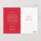 Modern Red Bow Pattern Familie Foto Kerstmis Briefkaart (Achterkant)