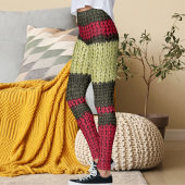 Modern Red Brown And Beige Striped Knitted Pattern Leggings