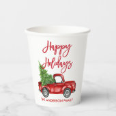 Modern Red Brush Script Holiday  Truck Papieren Bekers (Voorkant)