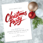 Modern Red Brush Script Kerstfeest Uitnodiging