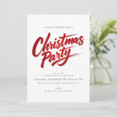 Modern Red Brush Script Kerstfeest Uitnodiging (Staand voorkant)