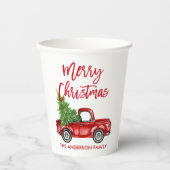 Modern Red Brush Script  Truck Papieren Bekers (Voorkant)