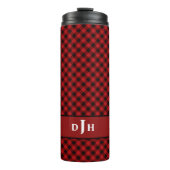Modern Red Buffalo Black Pattern Monogram Thermosbeker (Voorkant)